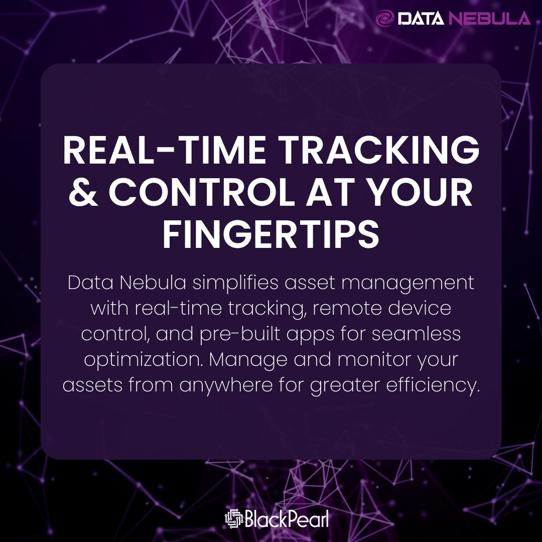 BlackPearlT's tweet image. Manage business assets effortlessly with #DataNebula! 🌐

✔️ Real-time asset view from anywhere 
✔️ #Smarttracking &amp;amp; control 
✔️ Remote #devicemanagement

Optimize ops with ease!  #IoT #BlackPearlTech