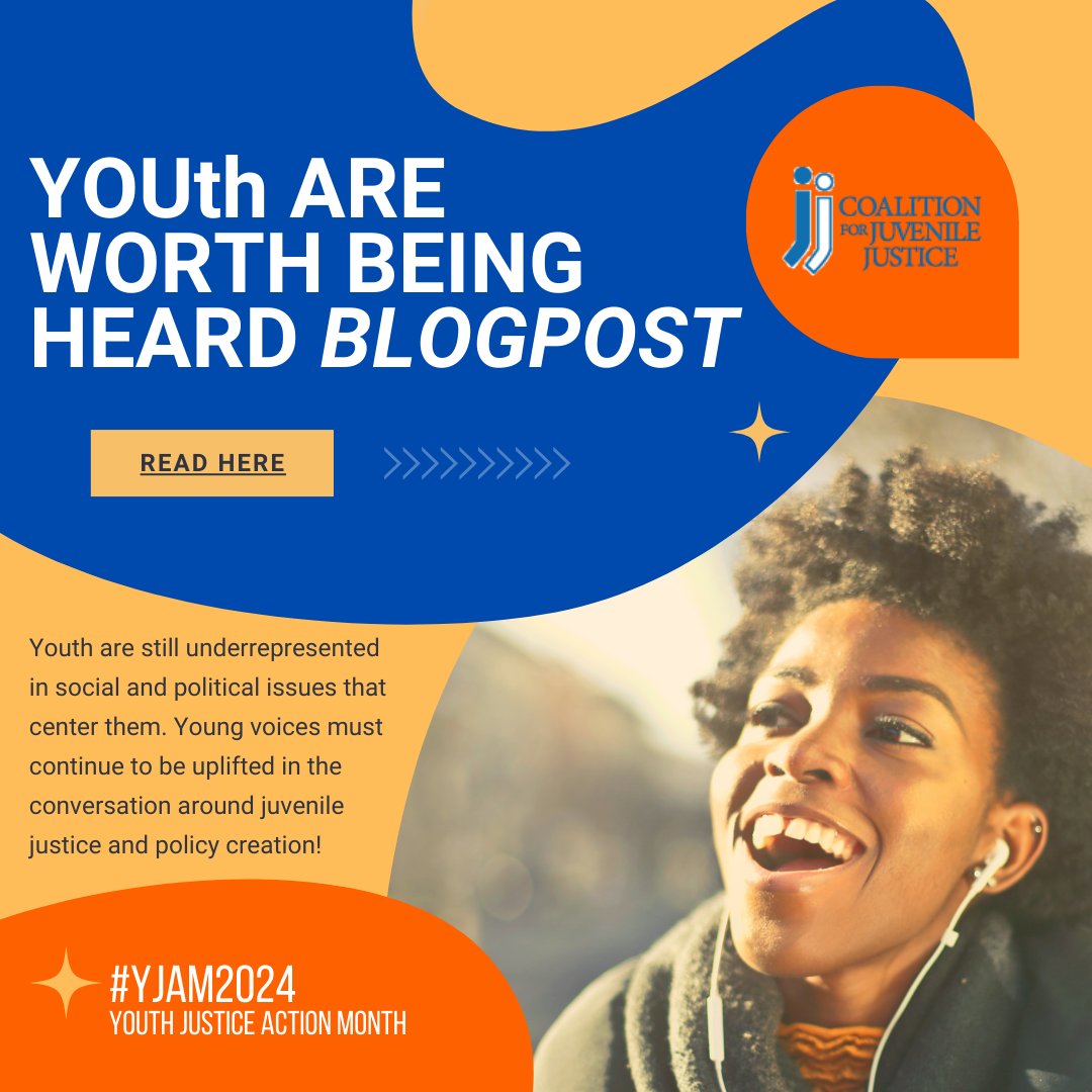 4juvjustice's tweet image. YOUth Are Worth Being Heard Blogpost! To best advocate for youth, youth voices need to be uplifted in discussions of social and political issues central to them. Read more about it in CJJ's new blog post! #YJAM2024 #youthareworthit

ow.ly/w1pz50Tzfb5