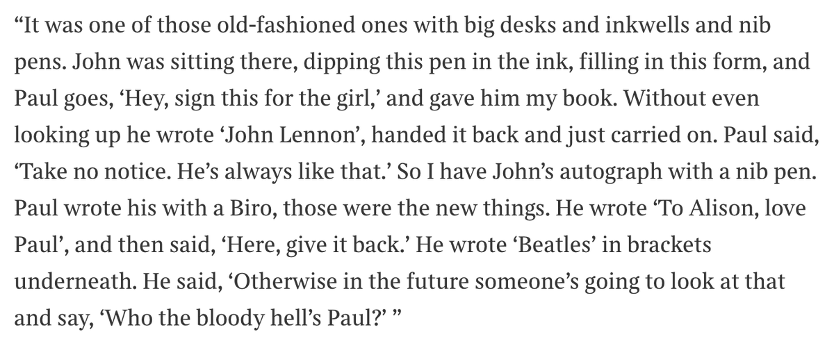 Alison Steadman on the time she followed John Lennon and Paul McCartney out of the Cavern and into the Post Office. Paul is so Paul.