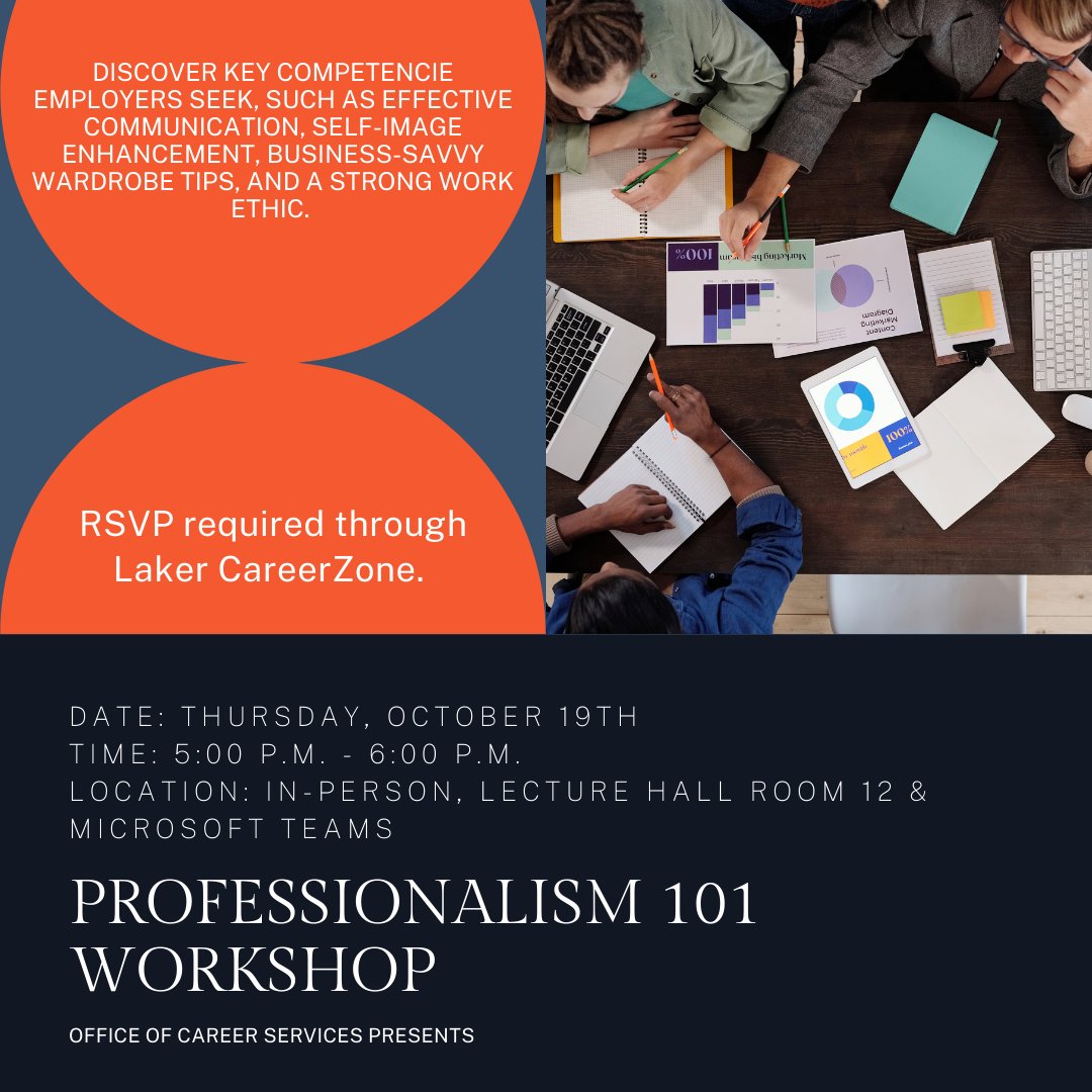 Senior Day has been rescheduled for October 15th 11a.m.-1p.m. University Main Street! 

Also, make sure to RSVP for our Professionalism 101 Workshop for tips on improving your presence in the workplace! #Careerready