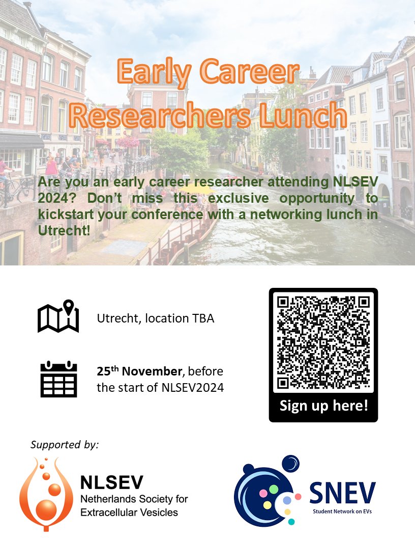 NLSEV (@nlsev_) on Twitter photo Junior EV community members alert!
Sign up to the Early Career Researchers lunch prior to #NLSEV2024 in Utrecht to meet fellow EV scientists and expand your network! <a href="/SNEVresearch/">Student Network on EVs</a>
Sign up via the NLSEV registration form here tinyurl.com/NLSEV24 or scan the QR code Junior EV community members alert!
Sign up to the Early Career Researchers lunch prior to #NLSEV2024 in Utrecht to meet fellow EV scientists and expand your network! <a href="/SNEVresearch/">Student Network on EVs</a>
Sign up via the NLSEV registration form here tinyurl.com/NLSEV24 or scan the QR code