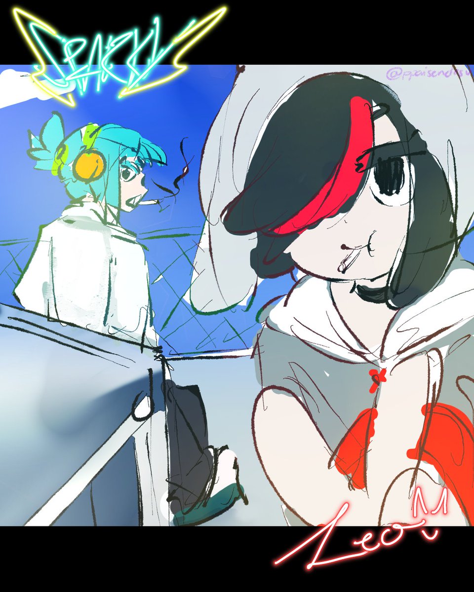 ppaisendesu's tweet image. cutting classes with sparky and leo 🚬🍭

#originacharacterart