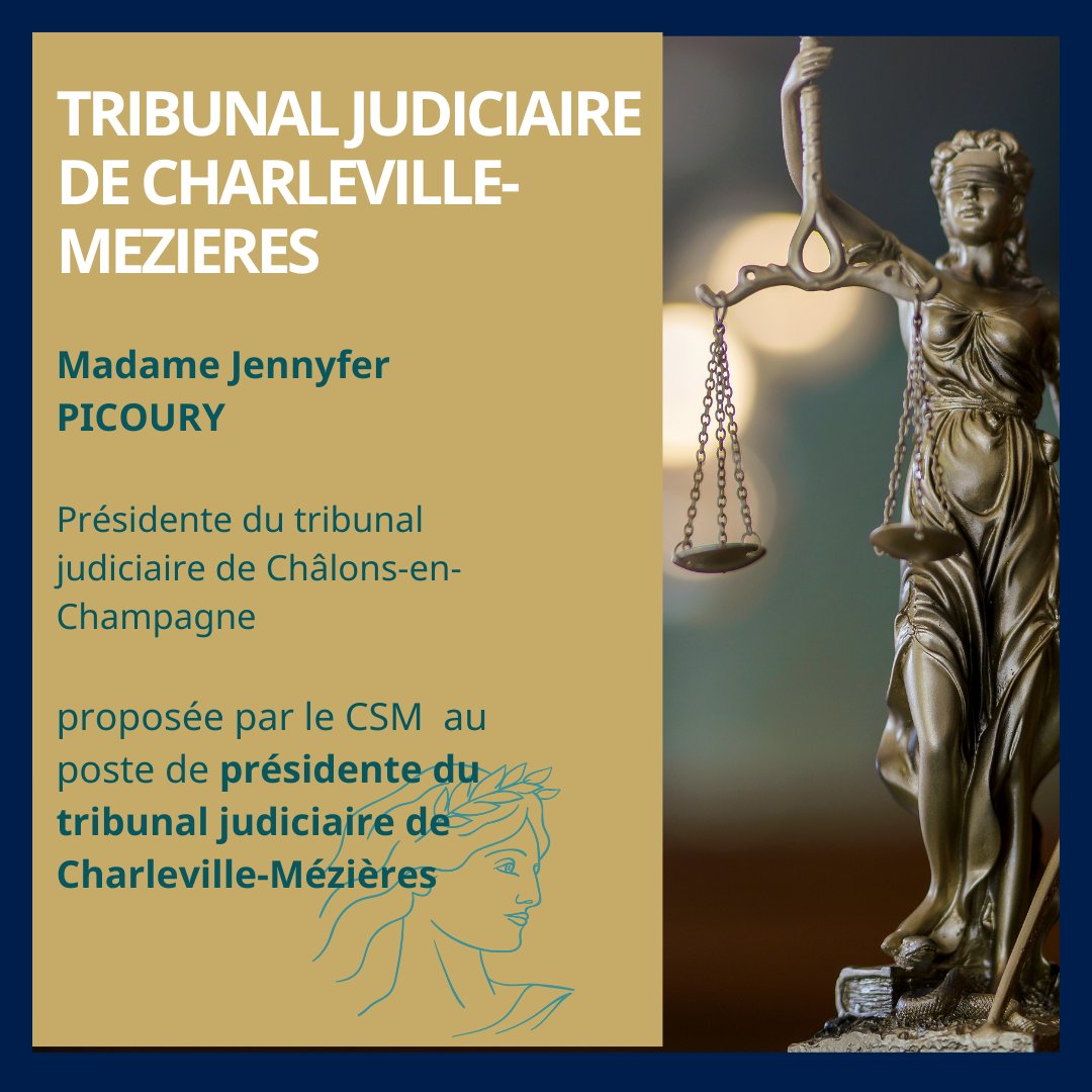 CSMagistrature's tweet photo. 📜 [Nominations] Le Conseil supérieur de la magistrature propose au président de la République la nomination de :

➡️ 3 présidents de tribunaux judiciaires https://t.co/Q1t0MrOojl