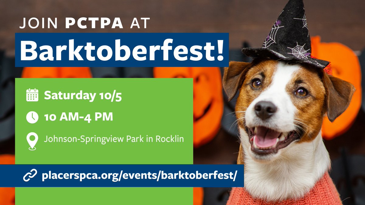 PCTPA's tweet photo. Join PCTPA for a day of tail-wagging fun! Stop by our booth at Barktoberfest in Rocklin this Saturday to learn about funding local transportation projects and future planning efforts.

Sat, 10/5
10 am – 4 pm
Johnson-Springview Park
5480 5th St, Rocklin

#movingplacerforward https://t.co/jKvzDi8ad7