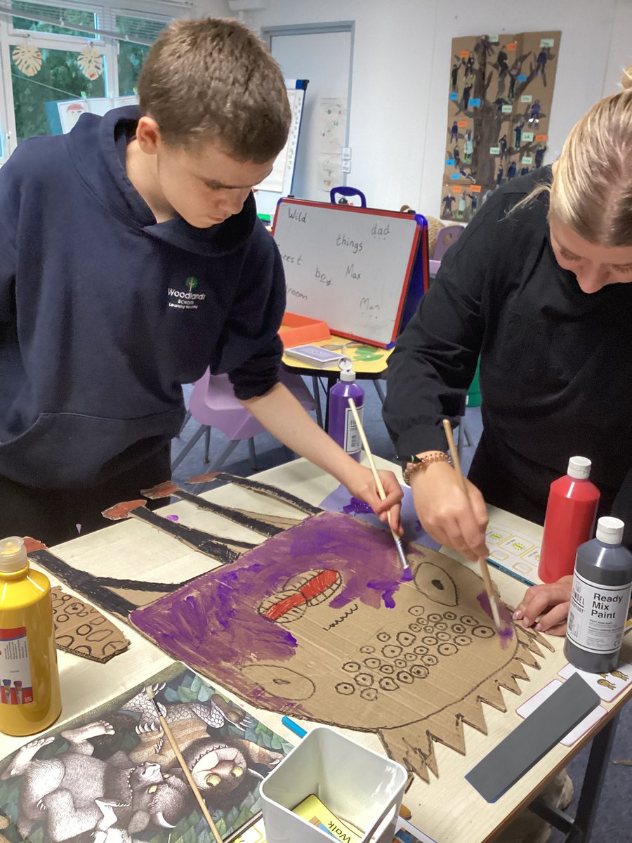 WHS_MissCook's tweet photo. Our text this term is Where the Wild Things Are, so we made our own Wild Things out of cardboard! 
@WoodlandsHS https://t.co/rVVHn1aKBx