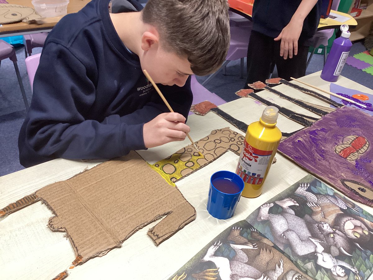 WHS_MissCook's tweet photo. Our text this term is Where the Wild Things Are, so we made our own Wild Things out of cardboard! 
@WoodlandsHS https://t.co/rVVHn1aKBx