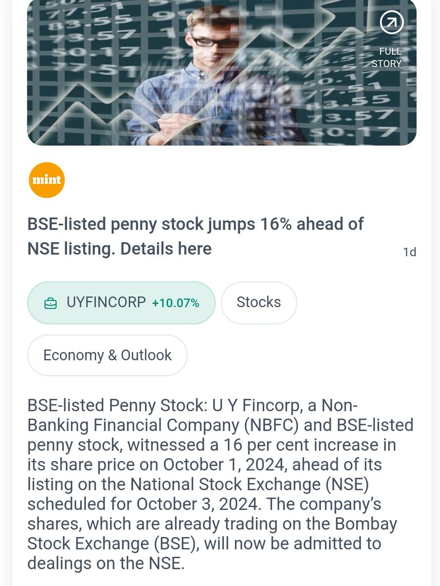 Shashank_8376's tweet image. So this is what the stock was excited about. Let's see if it sustains. 🥂 #UYFincorp