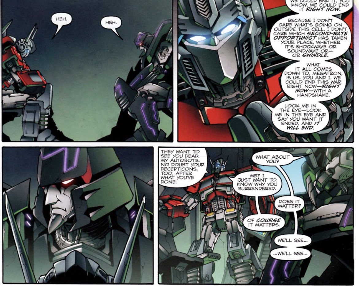 RobotF1sh's tweet image. If you’re getting into transformers because of tfo and want more peak megop, I’m BEGGING you to read their chaos theory issue. This is them at their messiest and also an amazing exploration of their relationship and feelings towards eachother