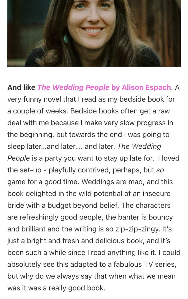 I loved this wonderful review of The Wedding People in <a href="/storytellersinc/">Katie Clapham</a>’s wonderful newsletter