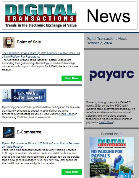 DTPaymentNews's tweet photo. Today's Digital Transactions News: Browns Expand Biometric Payment Tech in Stadium; Eye on E-Commerce; CellPoint’s PayU GPO Alliance   
https://t.co/ippwoZJOEb 
#payments #pointofsale #ClevelandBrowns #facialrecognition #ecommerce #mcommerce #Paze #Klarna #Apple #CellPointDigital https://t.co/5MweE5BR26