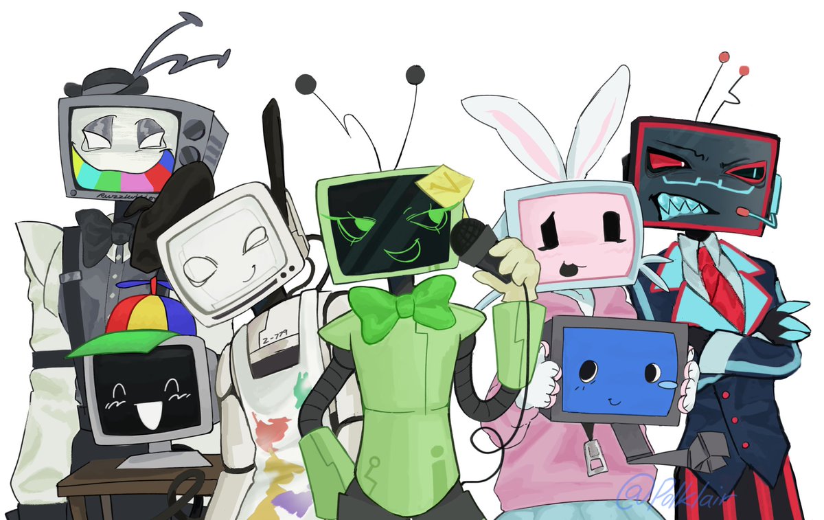 polklair's tweet photo. I love screen characters grghrhgahhh i might change the tags dunno

#smg4 #sprunki #pressureroblox #dandysworld #regretevator #HazbinHotel https://t.co/P2STznEcz5