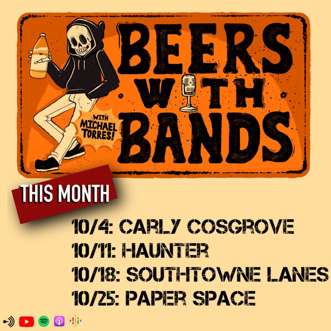 October is going to be another fun one! Be sure to tune in!!!

10/4: <a href="/CarlyCosgrovePA/">Carly Cosgrove 🏡</a> 
10/11: <a href="/HaunterIsntReal/">HAUNTER</a> 
10/18: <a href="/SouthtowneLanes/">Southtowne Lanes</a> 
10/25: <a href="/paperspaceca/">PAPER SPACE • LISTEN TO ''DEATHLIKE''</a>