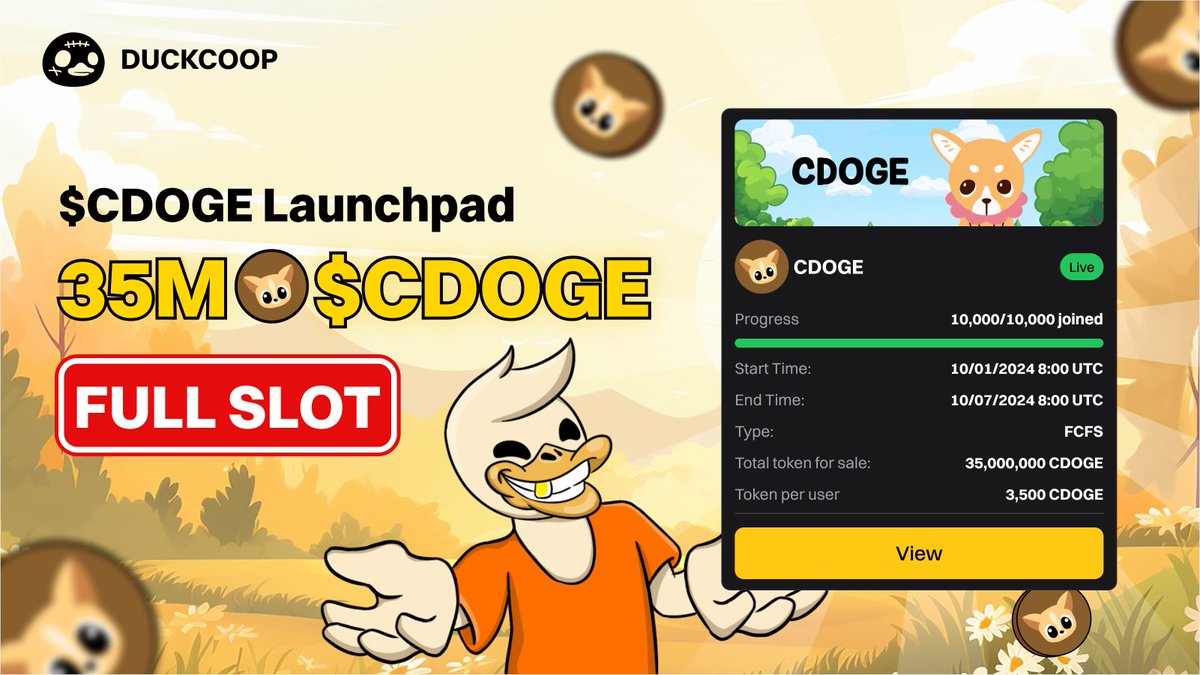 Ducks_realcoop's tweet image. 🚀 $CDOGE Launchpad: Full Slot Already 🔥

😱 OMG, it's totally NUTS! The $CDOGE Launchpad in the $DUCKS App already filled up in just over 1 day. 

But no stress if you haven’t snagged $CDOGE yet. You can buy some once it's listed! 😘

🤔 So what’s the plan now? You guessed it,…
