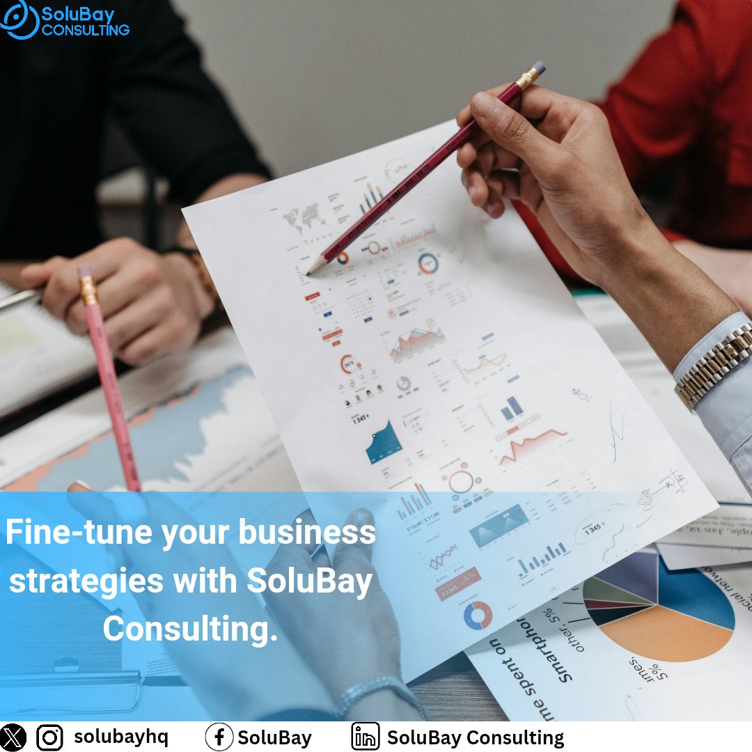 SoluBayHQ's tweet image. Are your marketing campaigns falling flat? Customer feedback lukewarm? Operational costs rising? 

At SoluBay Consulting, we help businesses make data-driven decisions for sustainable growth. Let’s harness data to transform your strategy! 
#StrategyRefinement