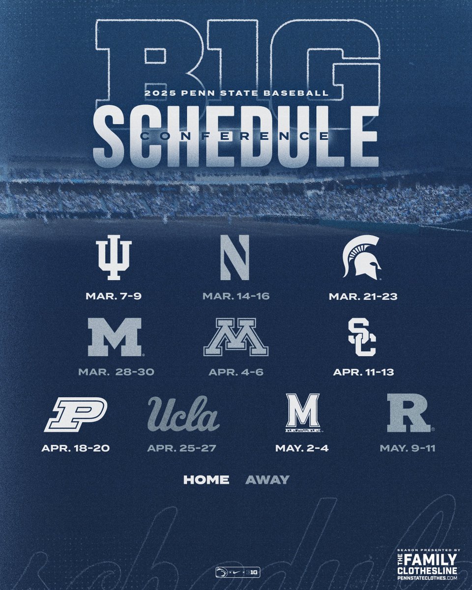 Our 2025 Big Ten schedule! Five series at Medlar Field at Lubrano Park!

➡️ bit.ly/3N9MZlt

#WeArePennState