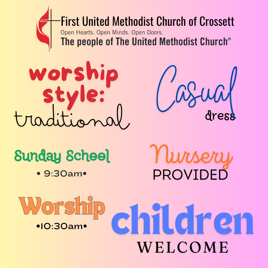 FumcCrossett's tweet photo. Good morning from your church family at FUMC Crossett! Sunday School begins at 9:30am and worship is at 10:30am in person and online at https://t.co/Tc73OKI4Lu.  Rev. Matt Daniels will bring the message, "When Things Go Wrong?," from Job 2:1-13 (NRSV). https://t.co/Man9MujFWn