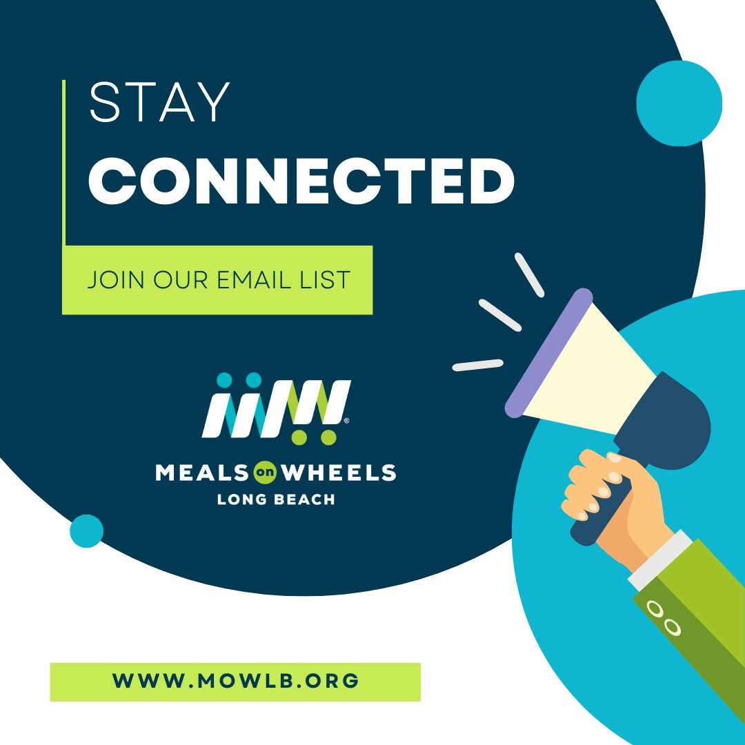 Join our mailing list and stay in the loop on all things Meals on Wheels of Long Beach.

Visit our website mowlb.org and sign up.

#mowlb #mealsonwheels #makeadifference #announcements #nonprofit