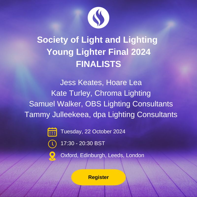 One of the finalists of the <a href="/SLL100/">SLL</a> Young Lighter will be presenting in Leeds on the 22nd October. It would be great to get some of the lighting community there in person. There will be refreshments and networking after the presentations too
#YoungLighter
cibse.org/what-s-on/sear…