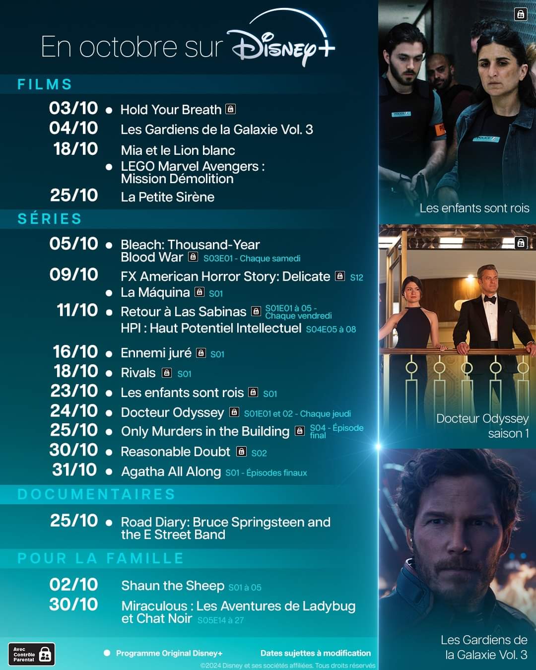 catalogue Disney+ octobre 2024