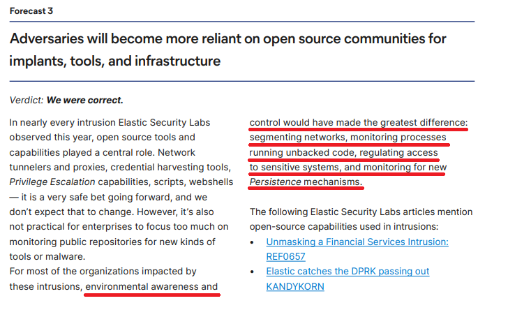 Excerpt from <a href="/elastic/">Elastic</a>'s global threat report - I've said it before and I'll say it again, controls such as network segmentation will protect you significantly more than being about to detect the hottest new technique.