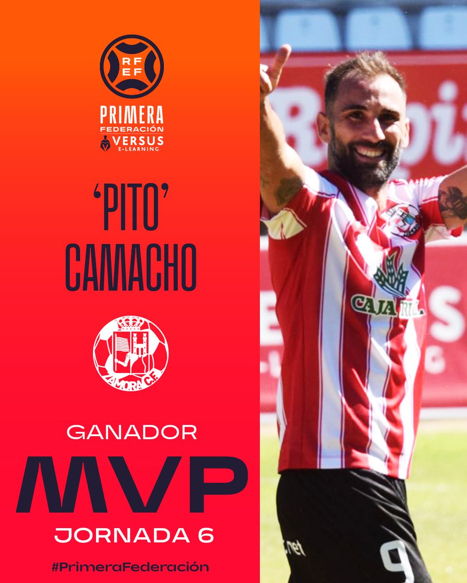 Primera_RFEF's tweet photo. 🎩✨ Una actuación… ¡¡𝗗𝗜𝗙𝗘𝗥𝗘𝗡𝗖𝗜𝗔𝗟!!

⚽️⚽️ ‘𝗣𝗶𝘁𝗼’ 𝗖𝗮𝗺𝗮𝗰𝗵𝗼 se convierte en el 𝗠𝗩𝗣 de la 𝗷𝗼𝗿𝗻𝗮𝗱𝗮 𝟲.

🏅 @versuselearning 

@ZCFoficial | #PrimeraFederación | #VersusELearning https://t.co/Jq2UfHYlHc