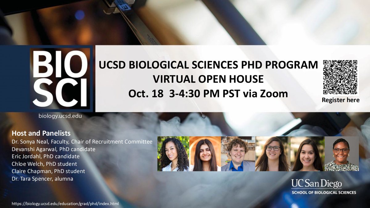 Sonya Neal (@neal_lab) on Twitter photo As recruitment chair, I'll be holding a virtual open house for the <a href="/ucsdbiosciences/">UCSD BioSciences</a> PhD program Oct. 18 at 3 pm PST featuring our amazing panelist of grad. students and alumni.This program provides a training environment for everyone from all backgrounds to thrive.Register below! As recruitment chair, I'll be holding a virtual open house for the <a href="/ucsdbiosciences/">UCSD BioSciences</a> PhD program Oct. 18 at 3 pm PST featuring our amazing panelist of grad. students and alumni.This program provides a training environment for everyone from all backgrounds to thrive.Register below!