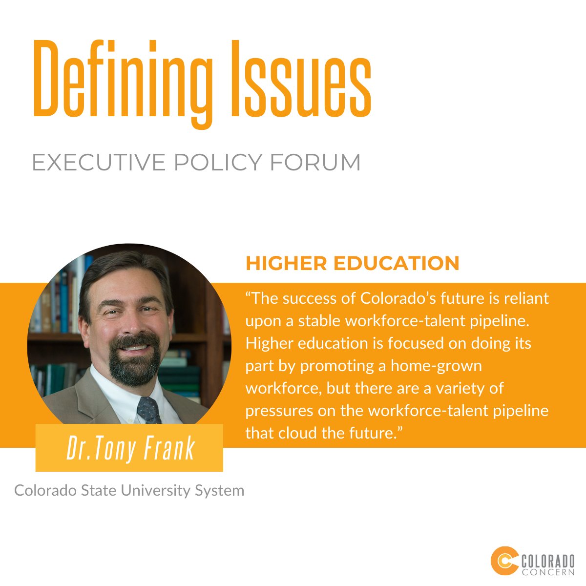 Colorado Concern (@coloconcern) on Twitter photo How do we encourage current students to attend Colorado universities to promote a homegrown workforce to help meet the projected demand? Learn more from Dr. Tony Frank with the <a href="/CSUSystem/">Colorado State University System</a> at our upcoming Defining Issues Forum on Oct. 31st. How do we encourage current students to attend Colorado universities to promote a homegrown workforce to help meet the projected demand? Learn more from Dr. Tony Frank with the <a href="/CSUSystem/">Colorado State University System</a> at our upcoming Defining Issues Forum on Oct. 31st.
