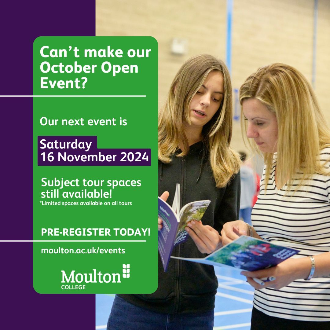 Can't make our Open Event on Saturday 12 October 2024?
Our next event is Saturday 16 November 2024. We still have availability for this event, including space on all subject tours.

Hit the link in our bio to book your place.

#OpenEvent #OpenDay #MoultonMade #TeamMoulton