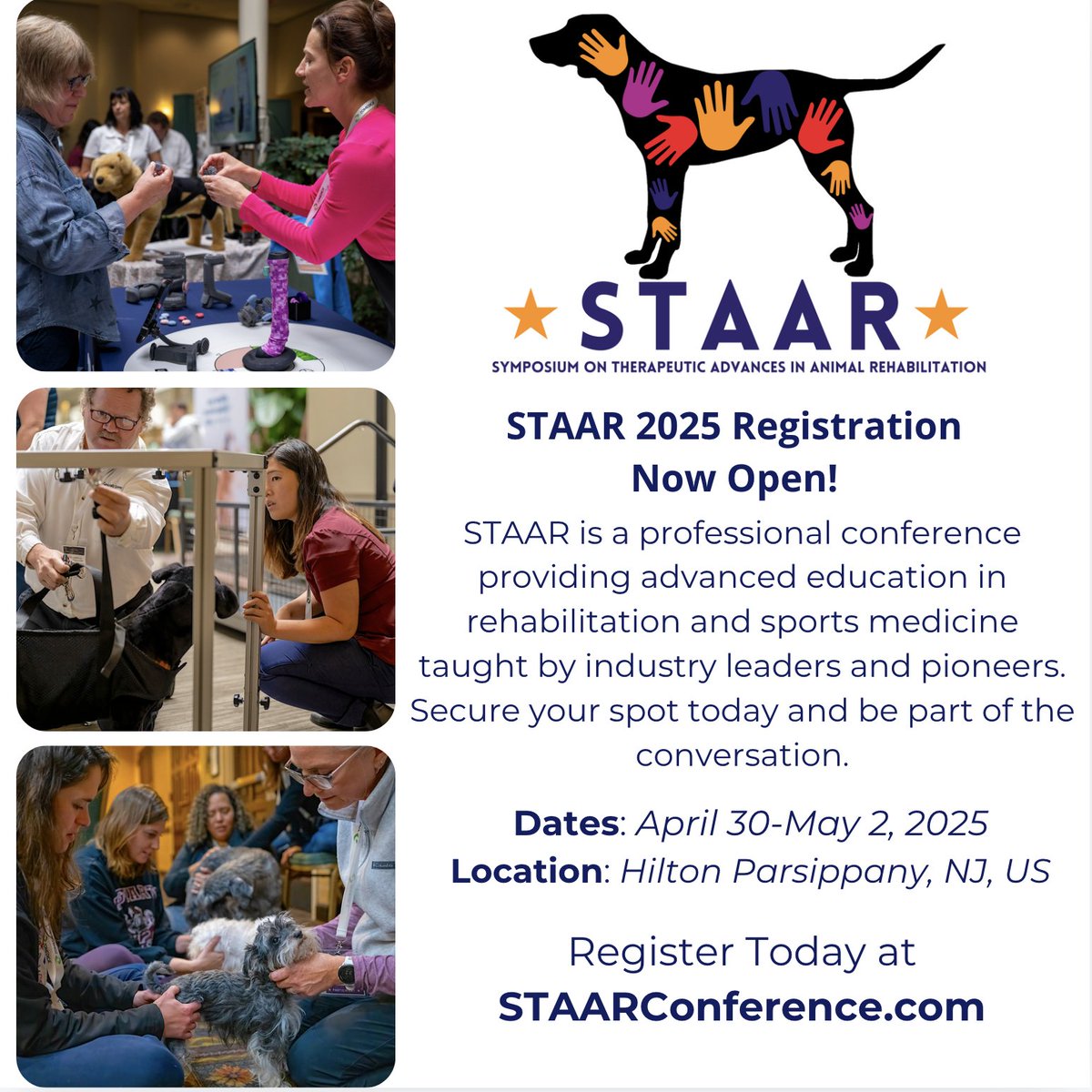 VitalVet4Pets's tweet photo. Registration now open at https://t.co/uWNjgSMUIl. Link in bio. #petrehabilitation #petrehab #petmobility #petstrengthening #pethydrotherapy #dogrehabilitation #dogrehab #dogmobility #caninerehabilitation #petmobility #caninerehab #pettherapy #vitalvet #STAAR https://t.co/1Lc7IWzcC1
