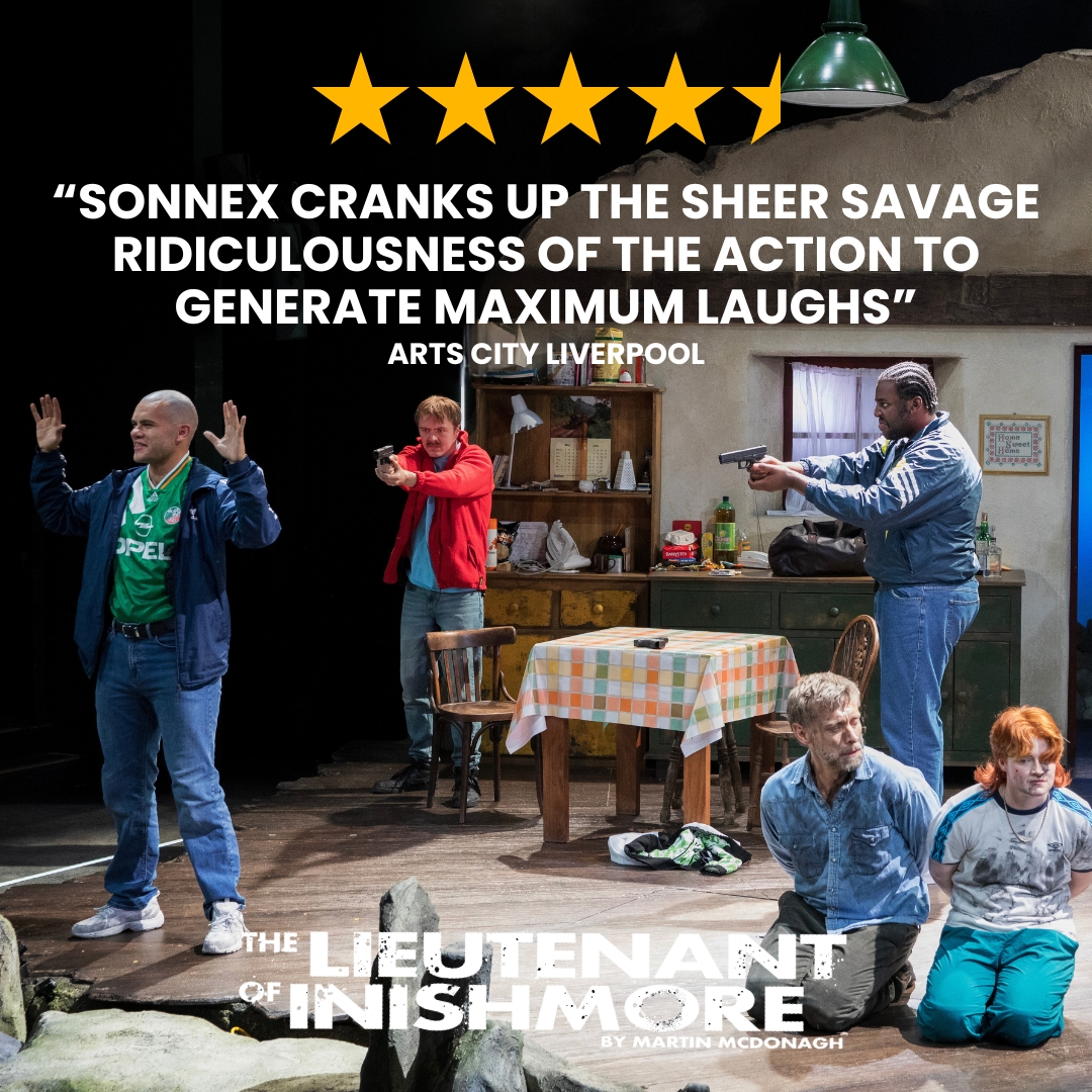★★★★ "A quirky and pin-sharp treatment of a visceral piece of theatre." - <a href="/TheStage/">The Stage</a> 

The Lieutenant of Inishmore has opened to rave reviews at Liverpool Everyman. The show runs until Sat 12 Oct, with tickets selling fast. 
Book now👉️ l8r.it/nGQe