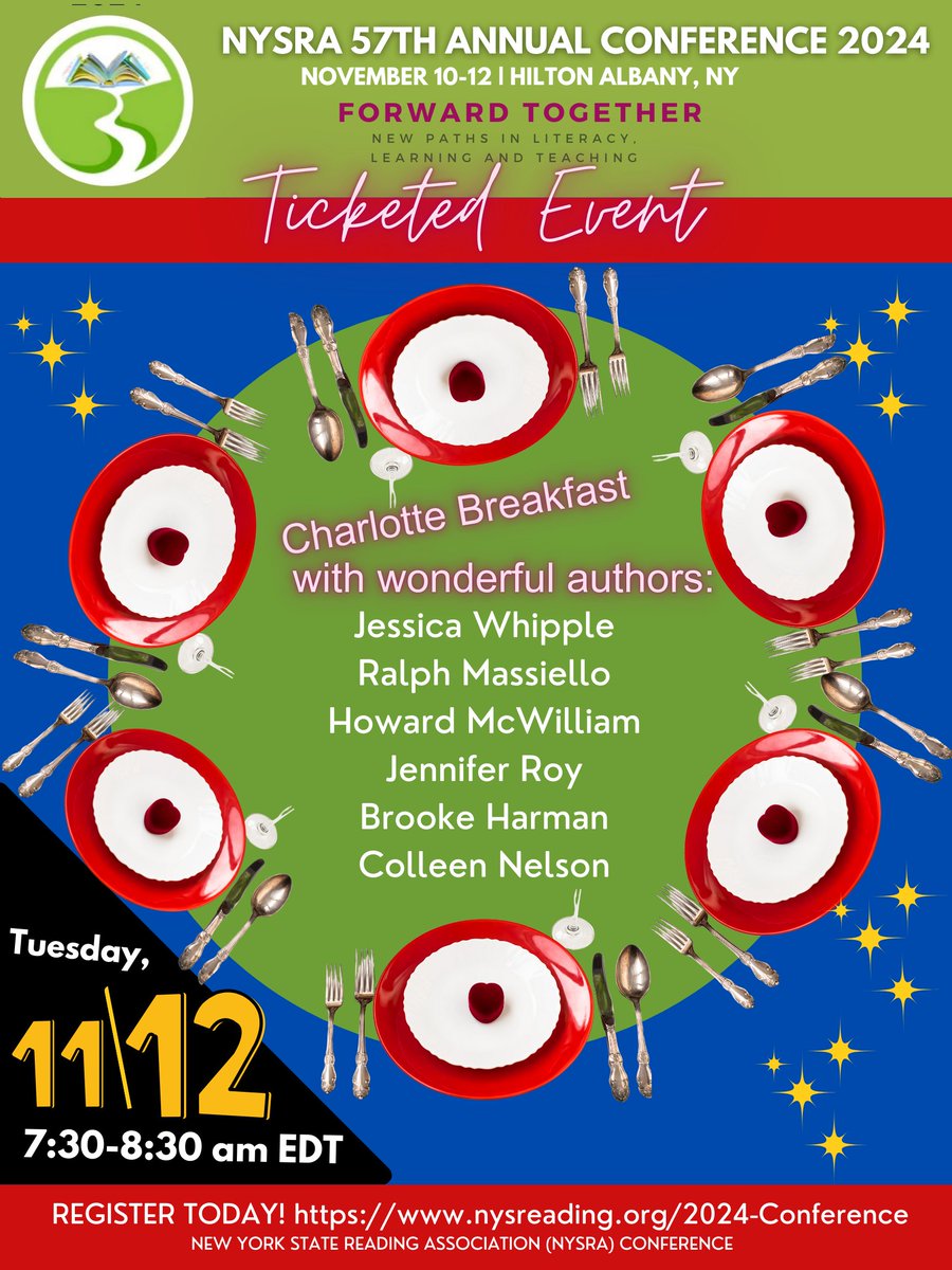 nysreading's tweet photo. Learn from Charlotte Award winning authors at our author breakfast! Register here: https://t.co/GDbtsFArvR https://t.co/bXPdYnj3Ga