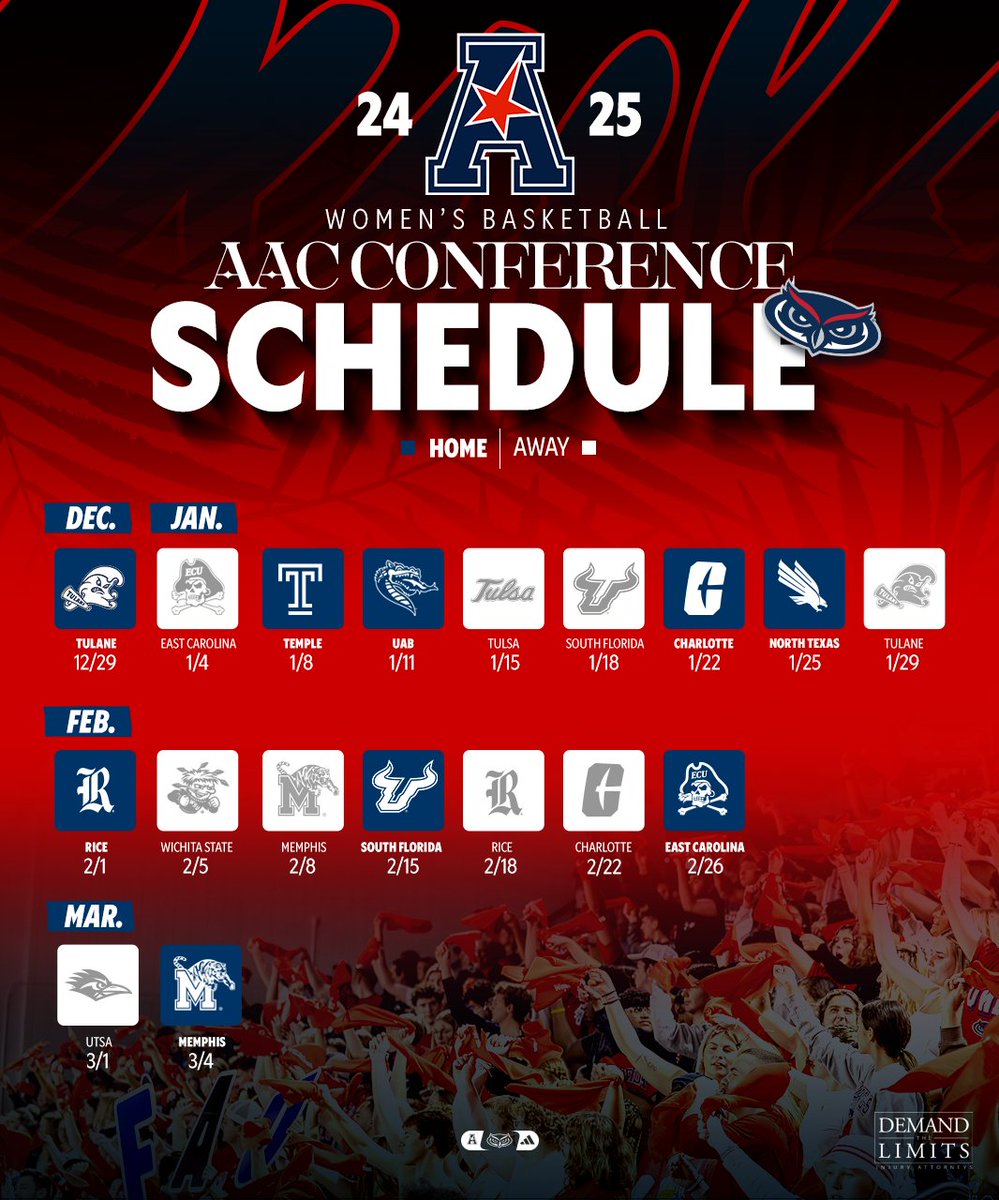 Our 2024-25 AAC schedule‼️

📅 bit.ly/3znP4qB
🎟️ bit.ly/3B10ZLK
📰 bit.ly/3ZEN349

#WinningInParadise