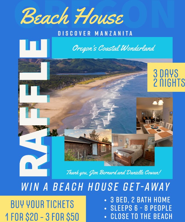 Win! 3 days at a dreamy Manzanita Beach home, a snazzy vaca home in Sister, many other great prizes AND support local Democrats, have great fun, at our annual Yes We Can! Dinner and Auction. Check out the prizes and buy your tix now: bit.ly/3Bsdv7f