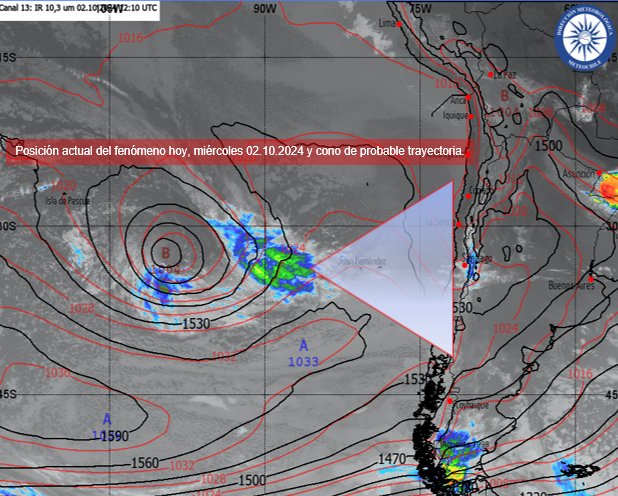 meteochile_dmc's tweet photo. ⚠️ ¡Atención! Se monitorea una #BajaSegregada 🌧️ que amenaza con lluvias al Norte y Centro de 🇨🇱 a inicios de la prox.semana. Su evolución aún es incierta, pero podría traer chubascos,  posibles tormentas ⚡️y una #Isoterma0 alta. Mantente inormado👉 https://t.co/7XoTvzc3Jm. https://t.co/ylF3dRK2dW