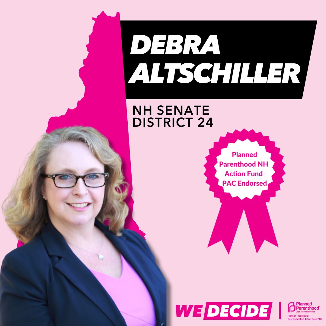 PPNHAFPAC's tweet photo. PPNHAF PAC is proud to endorse @DebrasATeam for Senate District 24, who is a passionate advocate for protecting &amp; expanding access to safe and legal abortion. #NHPolitics https://t.co/LZ3QaAKRQ0