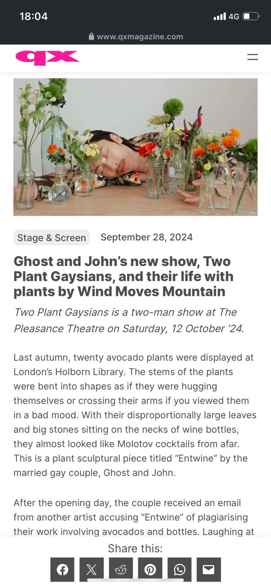 Ghost and John (@ghostandjohn) on Twitter photo Our featured article about our coming show - Two Plant Gaysians is on <a href="/QXMagazine/">QX Magazine</a> now!
qxmagazine.com/2024/09/ghost-… Our featured article about our coming show - Two Plant Gaysians is on <a href="/QXMagazine/">QX Magazine</a> now!
qxmagazine.com/2024/09/ghost-…