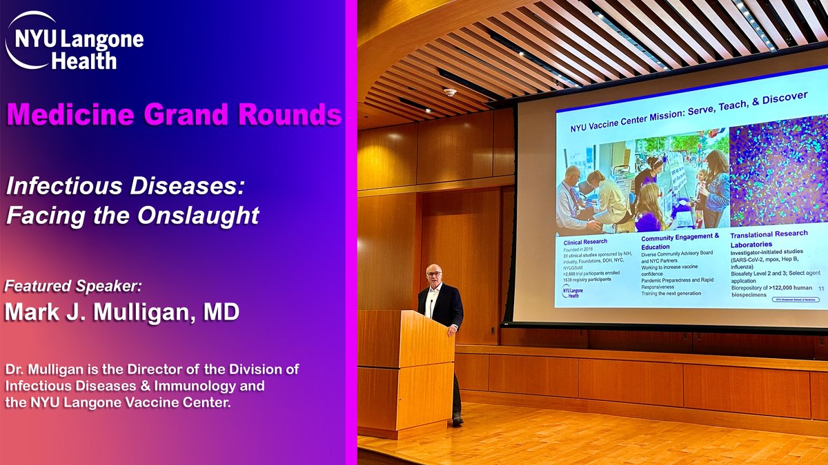 NYU Department of Medicine (@nyulh_deptofmed) on Twitter photo Important insights this morning from Dr. Mark Mulligan’s Med #GrandRounds at <a href="/nyugrossman/">NYU Grossman School of Medicine</a> on Facing the Onslaught of Infectious Diseases. 🌍🦠 He covered systems for responding to emerging infections, COVID-19 vaccine advancements, RSV protection for infants, Mpox challenges, and Important insights this morning from Dr. Mark Mulligan’s Med #GrandRounds at <a href="/nyugrossman/">NYU Grossman School of Medicine</a> on Facing the Onslaught of Infectious Diseases. 🌍🦠 He covered systems for responding to emerging infections, COVID-19 vaccine advancements, RSV protection for infants, Mpox challenges, and