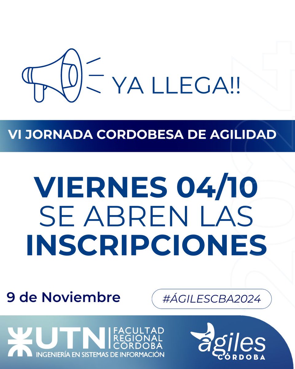 🚀 ¡Atención Comunidad! 🚀

Este viernes 4 de octubre abrimos las inscripciones para el evento más esperado del año, que vamos a vivir el sábado 9 de noviembre! 🎉🤩

🔥 Inscripciones este viernes,  activa las notificaciones para no perderte la habilitación 🔥