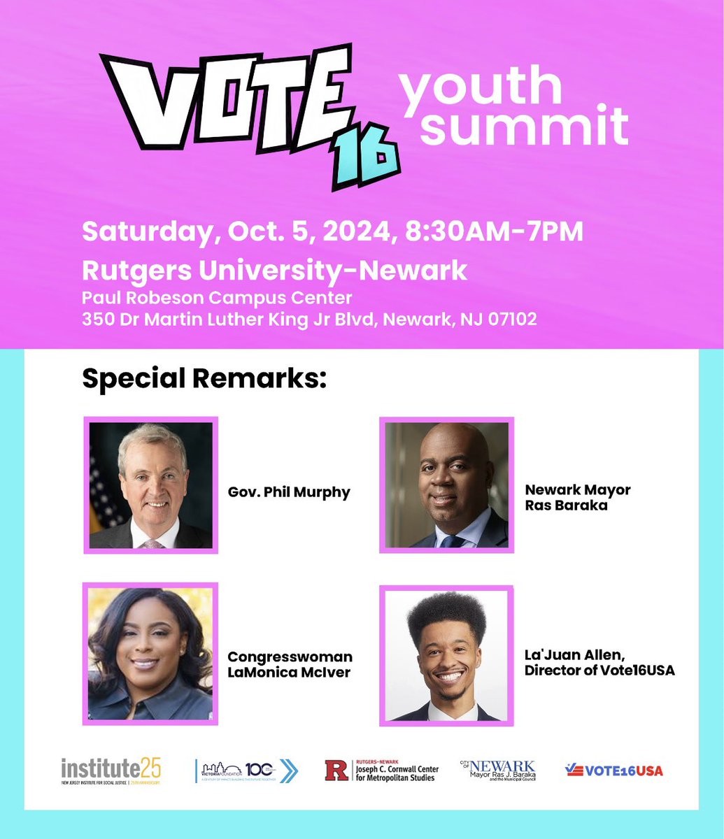 We are honored to join the <a href="/NJ_ISJ/">New Jersey Institute for Social Justice</a>, <a href="/Vote16NJ/">Vote16NJ</a>, <a href="/GovMurphy/">Governor Phil Murphy</a>, <a href="/LamonicaMciver/">LaMonica McIver</a>, <a href="/rasjbaraka/">Ras J. Baraka</a>, youth organizers &amp; partners at the #vote16 Youth Summit!

The #vote16 movement is strong across the country and NJ continues to play a crucial role in advancing youth voting rights!