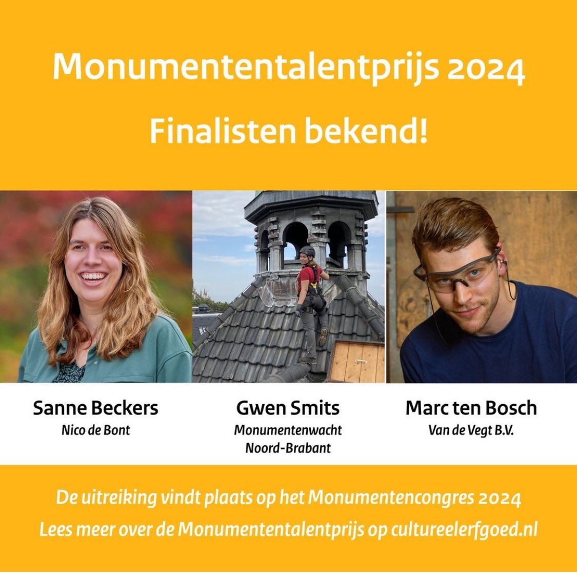 Trots op onze Gwen als finalist! #monumenten #erfgoed #talent