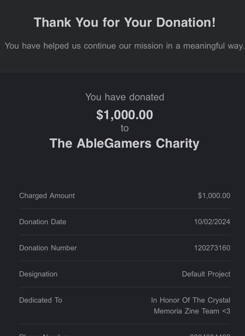 Thank you again to everyone who participated in this project. We raised almost $1000 to donate to <a href="/AbleGamers/">AbleGamers Charity</a>  because of the hard work of so many people. 

Details on shipping coming soon.

#dffoo #finalfantasy #ablegamers