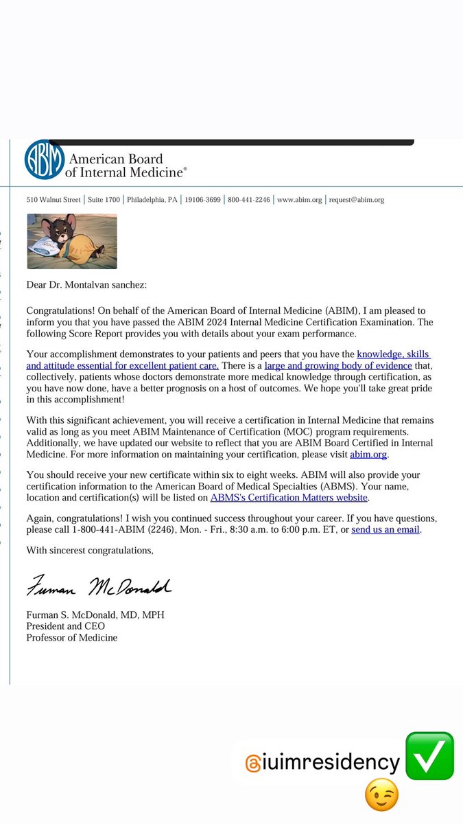 Eleazar Montalvan “Monte” (@montalvan214) on Twitter photo ✅Officially ABIM certified 🇺🇸
Thanks to my mentors and my residency program <a href="/IUIntMed/">Indiana University Internal Medicine</a> Graciaaas!!! 🤗 ✅Officially ABIM certified 🇺🇸
Thanks to my mentors and my residency program <a href="/IUIntMed/">Indiana University Internal Medicine</a> Graciaaas!!! 🤗