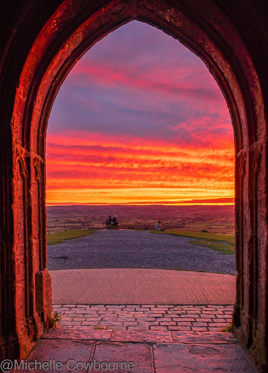 Archway of dreams at dawn. It's difficult to describe the energy in this special place but I do know that people find from it what they need at different times in their lives. Personally I find it grounding and energising. St Michael's tower on Glastonbury Tor.