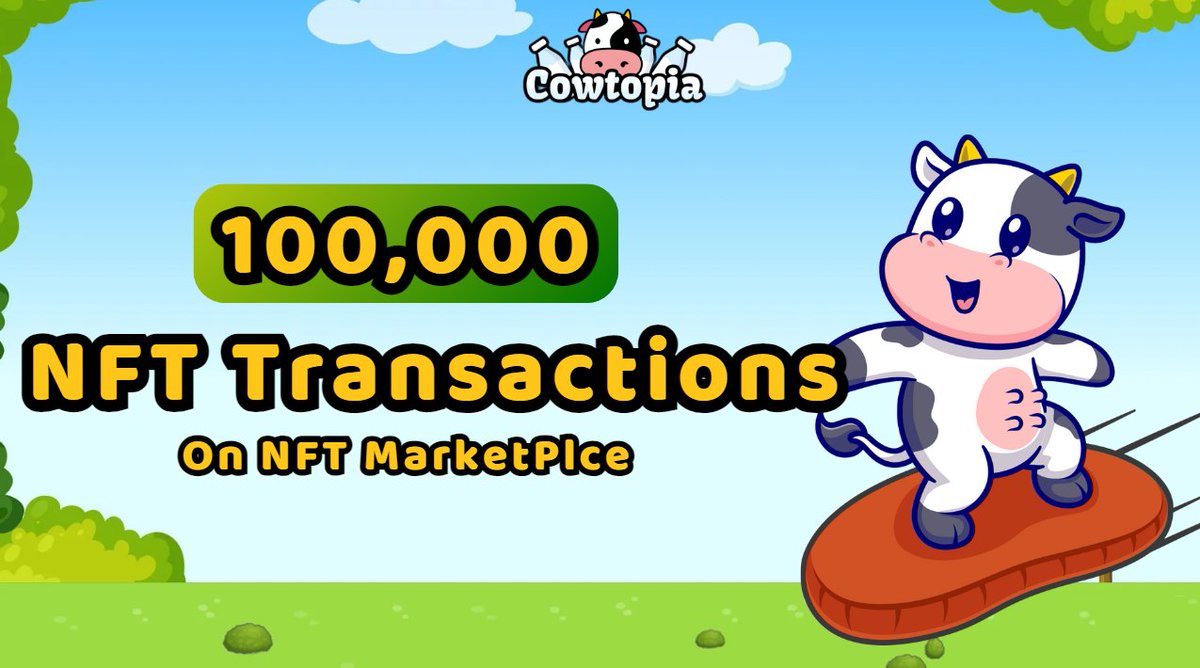 🎉 Big Milestone Alert! 🎉

We’ve just hit 100,000 NFT transactions in Cowtopia! 🚀

🎊 Thank you to all the amazing Cowtopians for making this possible. Let’s keep the momentum going and aim for the next big number! 💪🐄

#Cowtopia #100kNFT #Milestone #NFT
