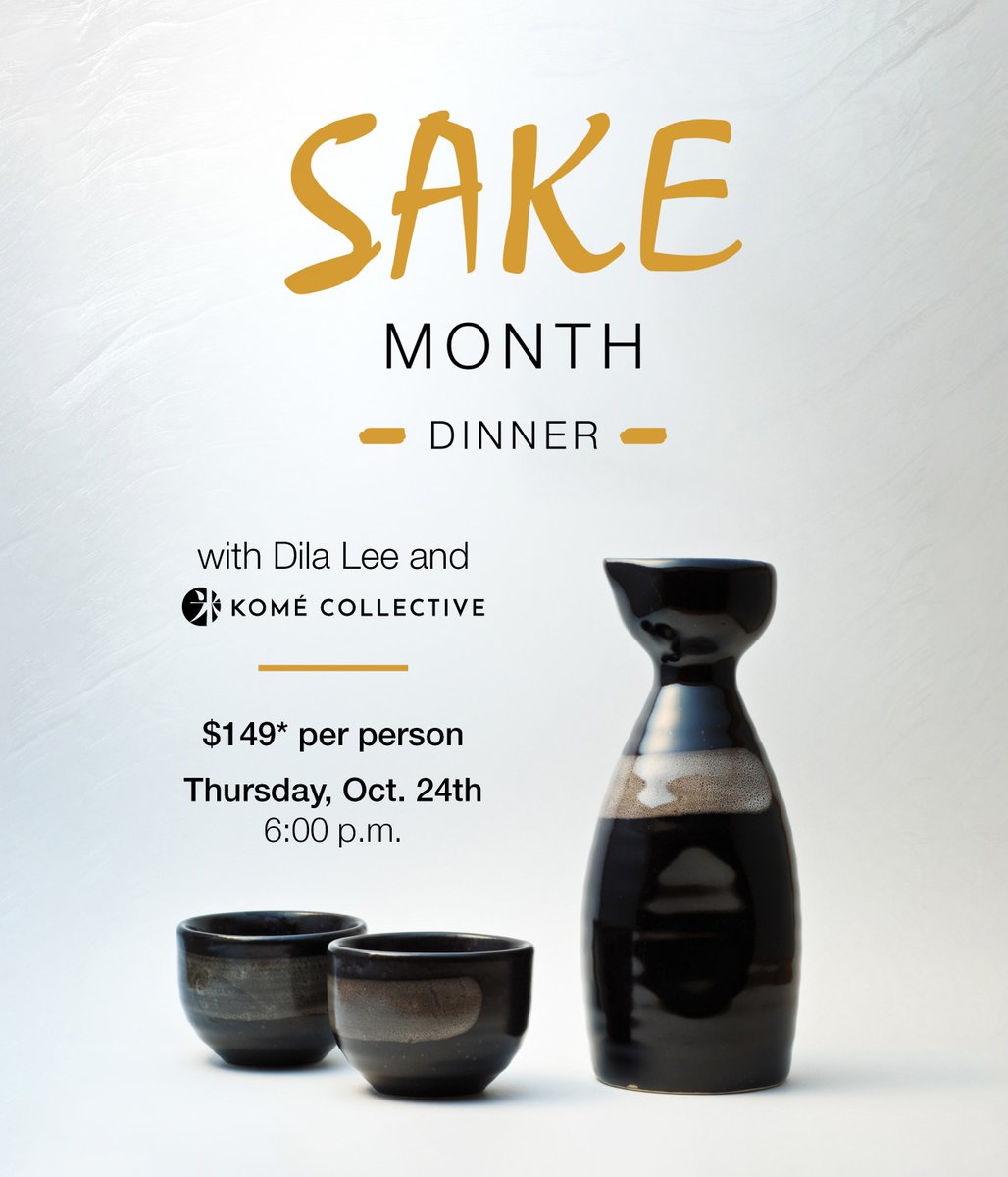 Let’s celebrate World Sake Month! 🍶 Partake in an elevated night of dining with 5 premium sakes and 5 courses featuring connoisseur Dila Lee from Kome Collective. Reserve your seat through the Happenings section on our website.
