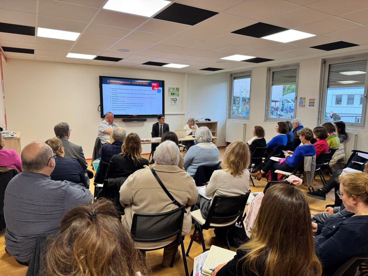 snpden_78's tweet photo. Belle affluence pour l’Assemblee Générale départementale aujourd’hui.

Plus de la moitié des personnels de direction des Yvelines sont adhérents au @snpden_78 ! https://t.co/pro7K504v0