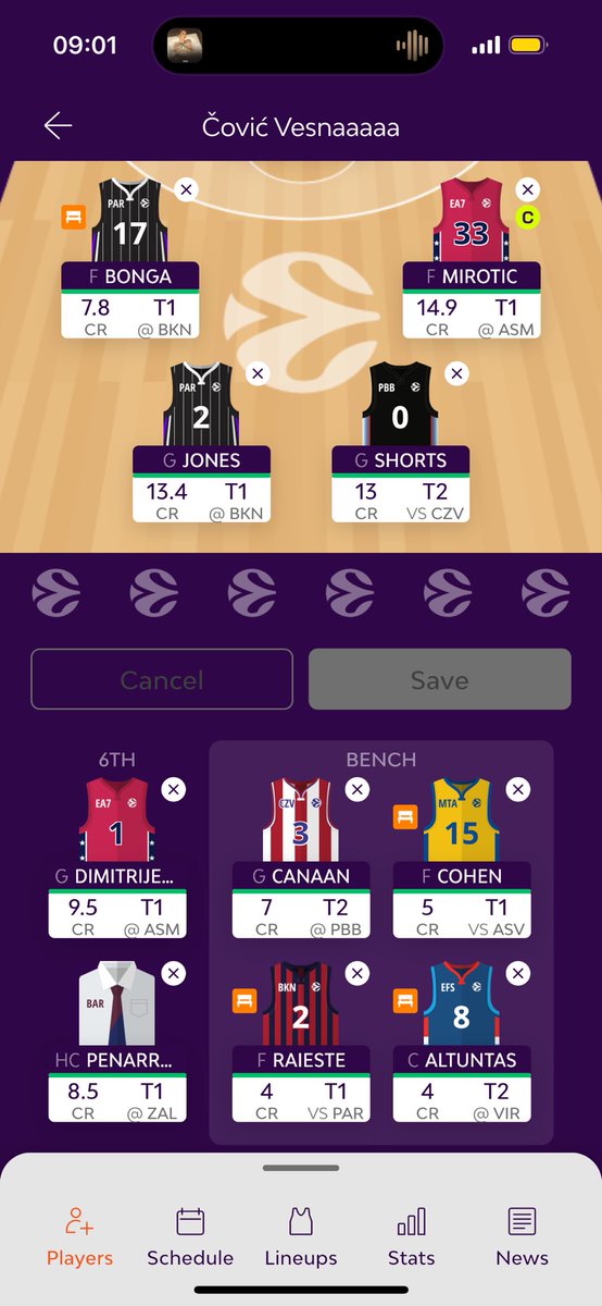 PredragP22's tweet photo. @Grobarizacija1 Vezenkov mnogo kredita iskreno, ocekujem da ce pasti cena za 3 4 kola..
Ja sam ovako napravio s tim da kad se oporavi hezonja mirotic leti napolje https://t.co/Y5uMgVNk0C