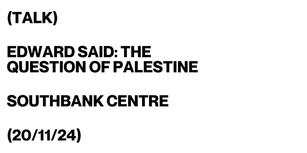 JUST ANNOUNCED: a panel of writers will reflect on the enduring legacy of Edward Said's work and its role in the ongoing Palestinian struggle for self-determination in this event from <a href="/PalFest/">Palestine Festival of Literature</a>, <a href="/FitzcarraldoEds/">Fitzcarraldo Editions</a> and <a href="/southbankcentre/">Southbank Centre</a>.

Find out more: bit.ly/3Y50zgf