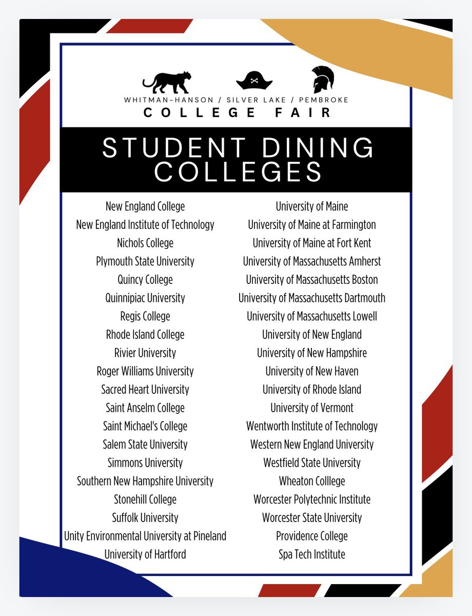 WHRHSGuidance's tweet image. So excited for our College and Post-Secondary Options Fair TONIGHT!! All are welcome from 6-8pm! See attached for a full list of participants and locations! @DrCSJones @WHathletics @WH_Super #whpantherpathways