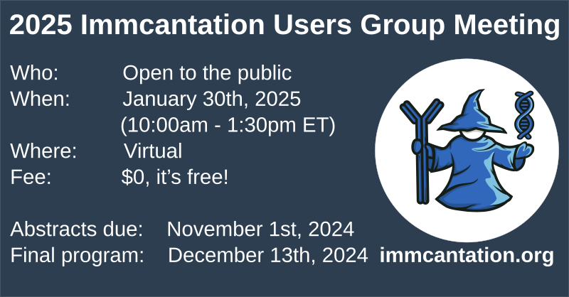Immcantation.org user or interested in B cell repertoire analysis? Register now for “2025 Immcantation Users Group Meeting”. FREE virtual meeting 1/30/25 10-1:30PM (ET). All talks from user-submitted abstracts (due 11/1/24). Info at: immcantation.github.io/users-meeting/… #AIRRseq